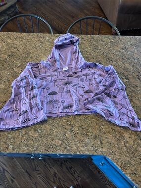Gypsy Rose Lavender Mushroom Print Cropped HoodieWomens L/XL